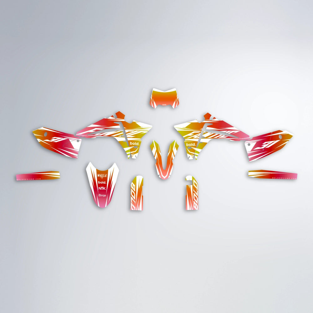 RETRO Fantic graphics kit parts layout in Red & Orange