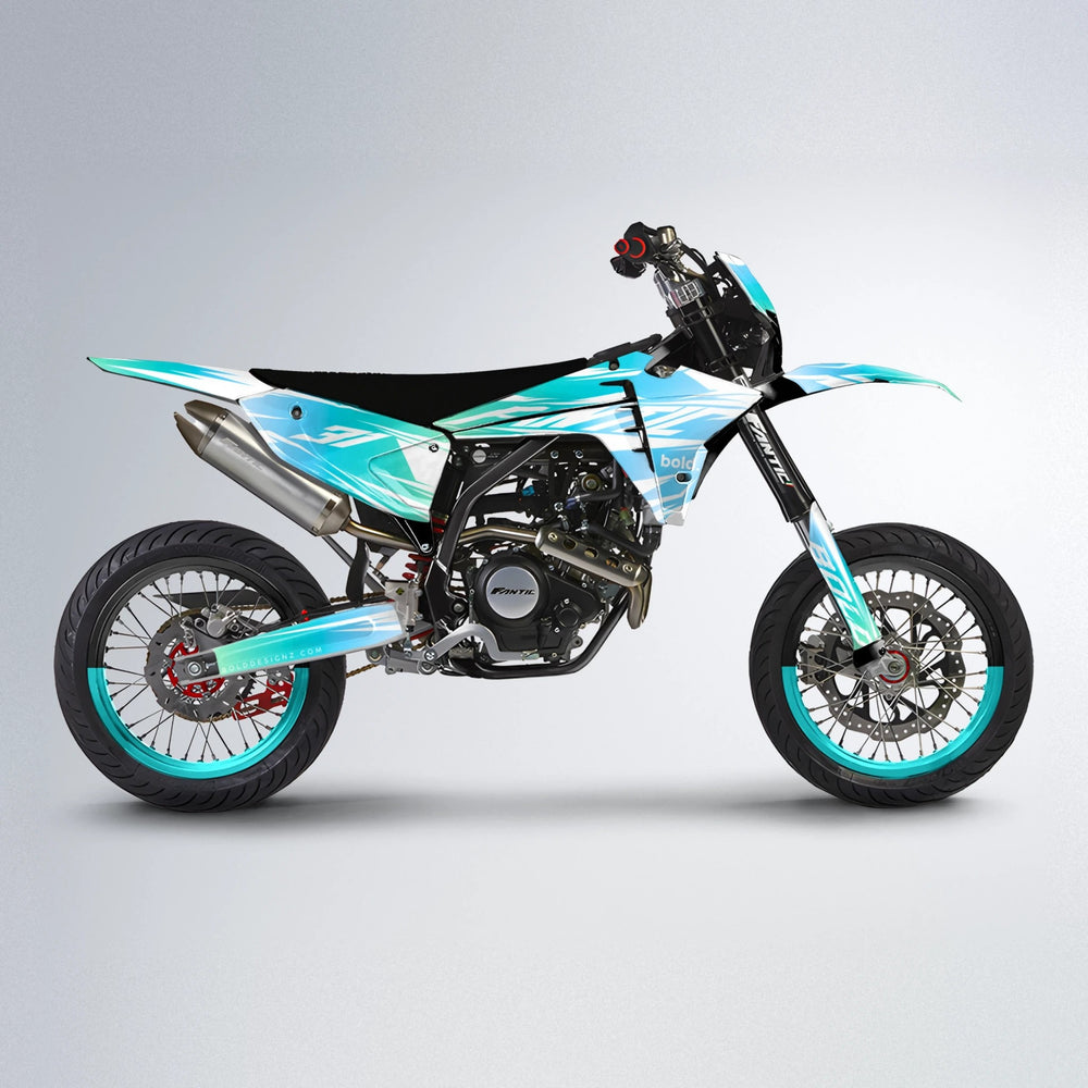 RETRO Fantic supermoto graphics kit in Teal