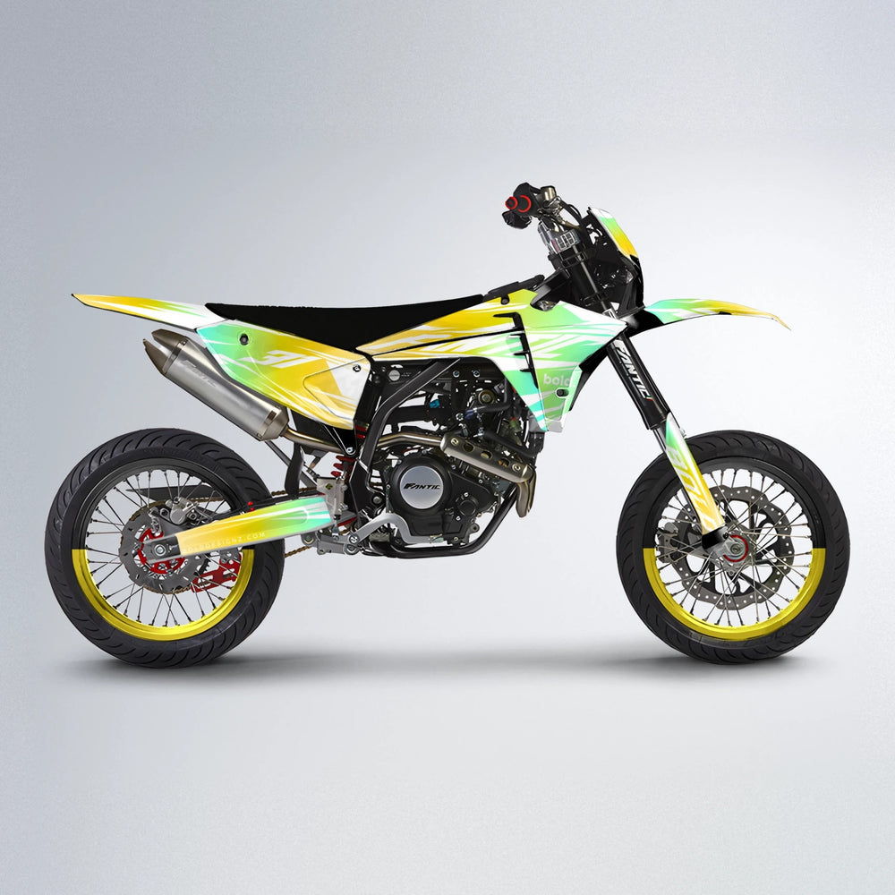 RETRO Fantic supermoto graphics kit in Yellow