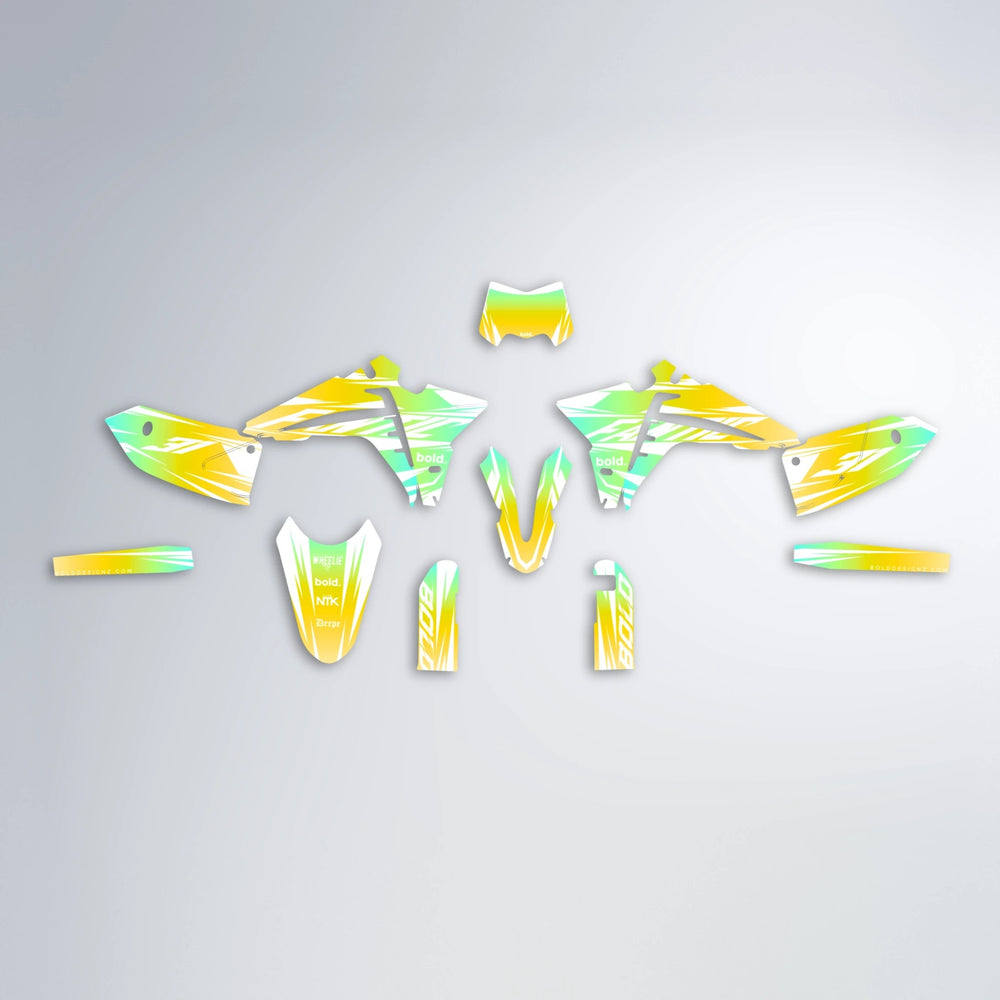 RETRO Fantic graphics kit parts layout in Yellow