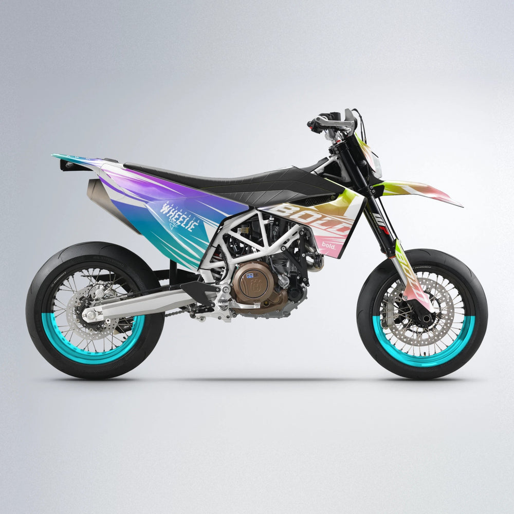 RETRO Husqvarna 701 supermoto graphics kit in Purple & Yellow