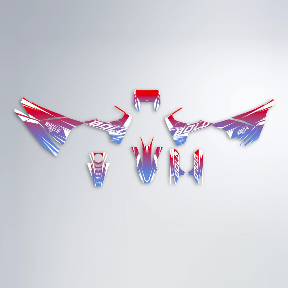 RETRO Husqvarna 701 graphics kit parts layout in Red