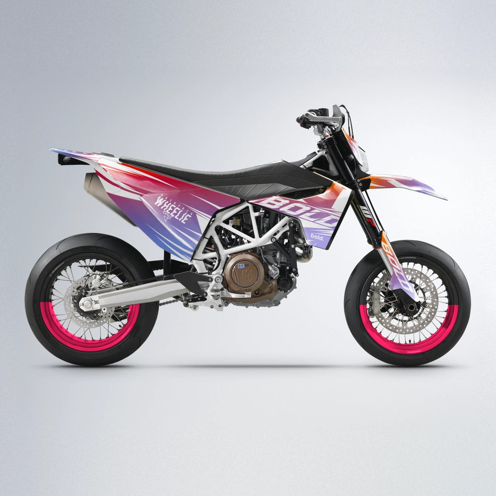 RETRO Husqvarna 701 supermoto graphics kit in Red & Orange