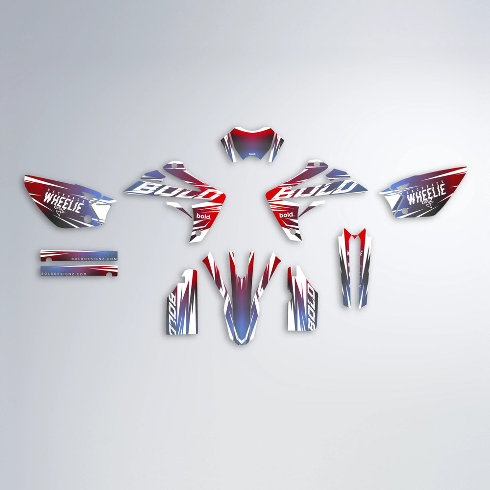 RETRO Rieju MRT graphics kit parts layout in Black & Red