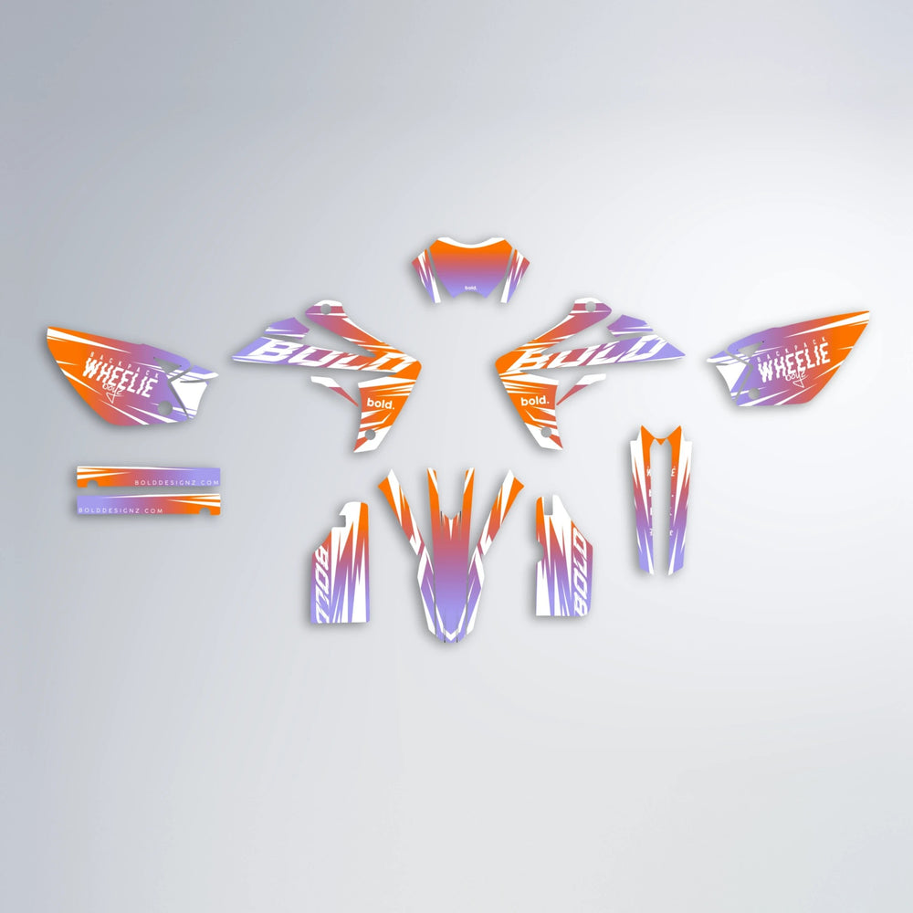 RETRO Rieju MRT graphics kit parts layout in Orange