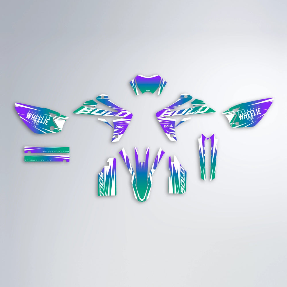 RETRO Rieju MRT graphics kit parts layout in Purple