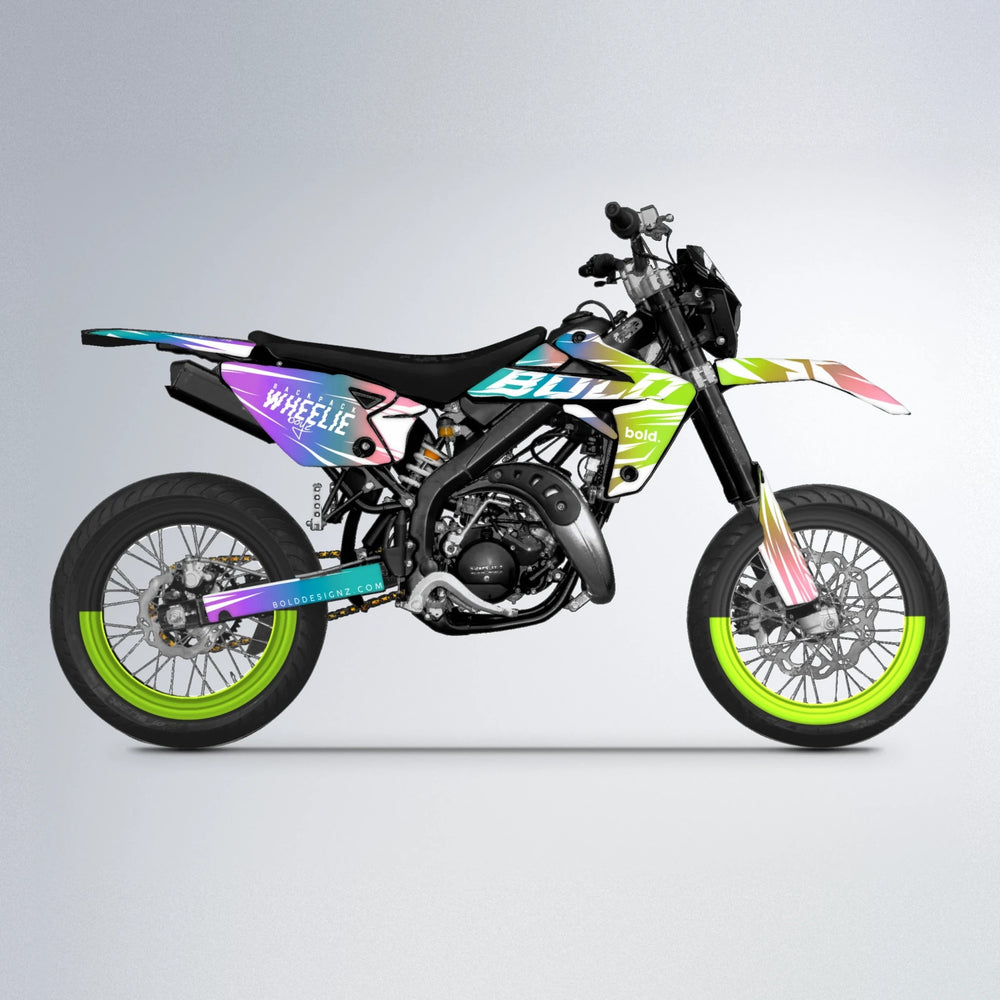 RETRO Rieju MRT supermoto graphics kit in Purple & Yellow