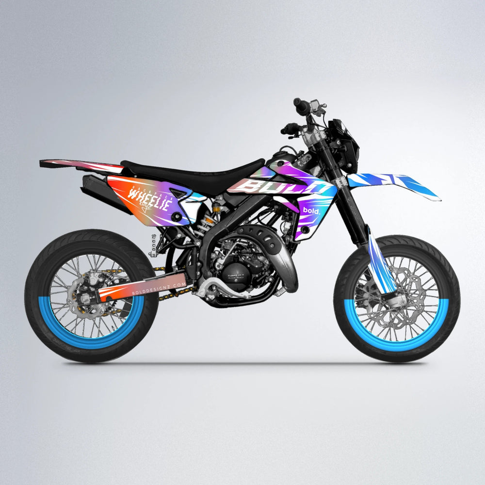 RETRO Rieju MRT supermoto graphics kit in Sunset Fade