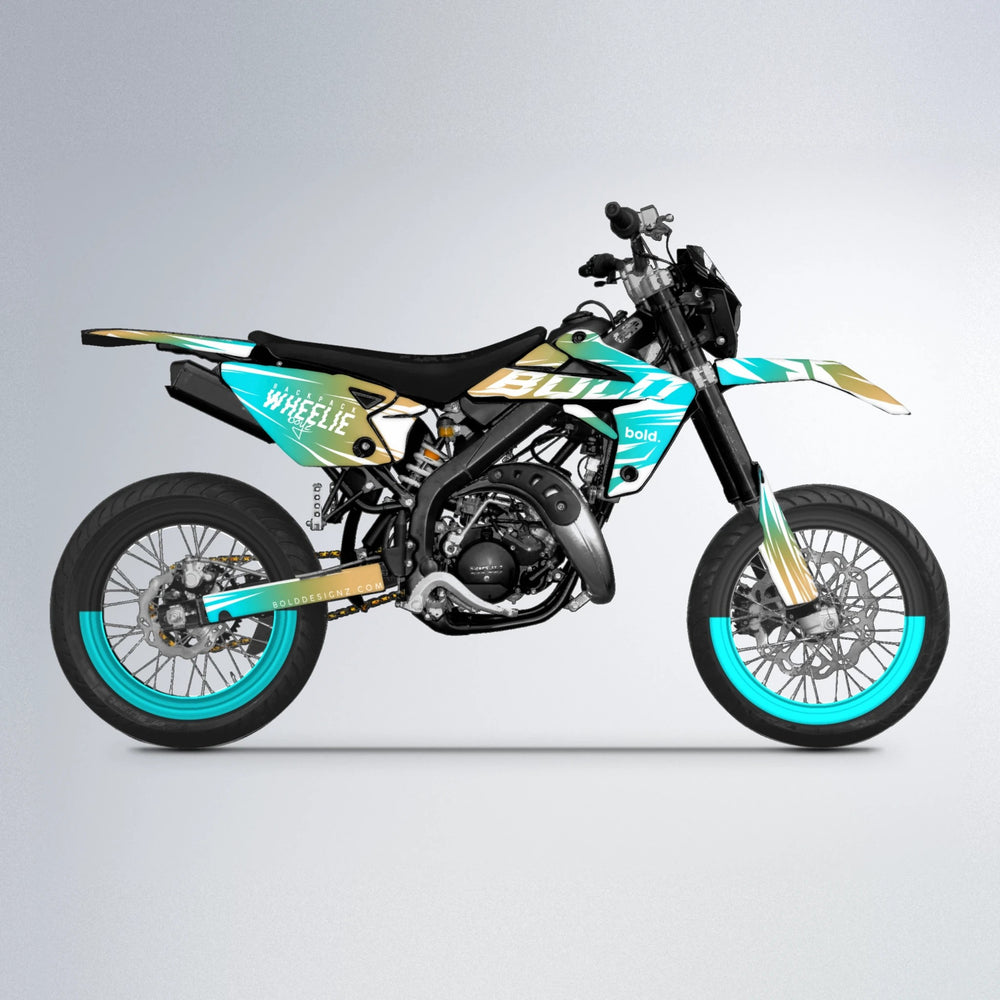RETRO Rieju MRT supermoto graphics kit in Teal