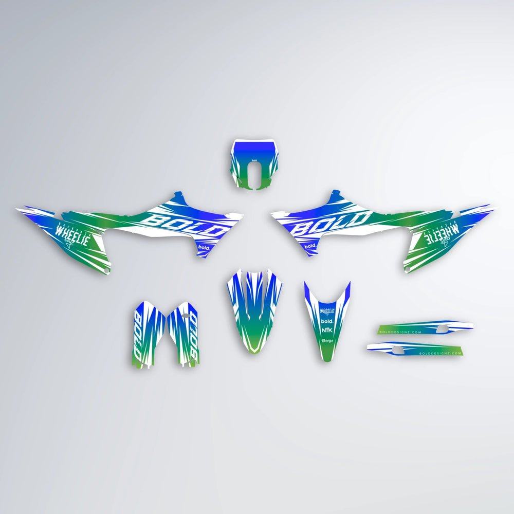 RETRO Stark Varg MX graphics kit parts layout in Blue