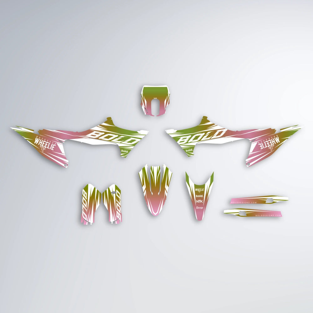 RETRO Stark Varg MX graphics kit parts layout in Olive