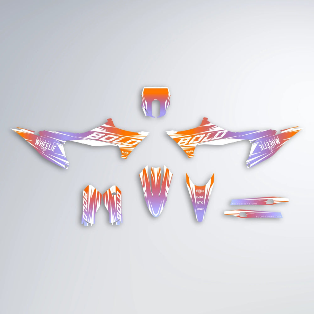 RETRO Stark Varg MX graphics kit parts layout in Orange