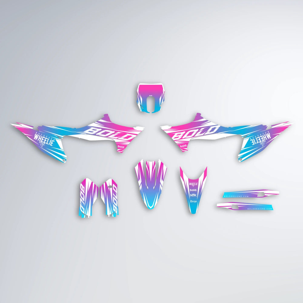 RETRO Stark Varg MX graphics kit parts layout in Pink