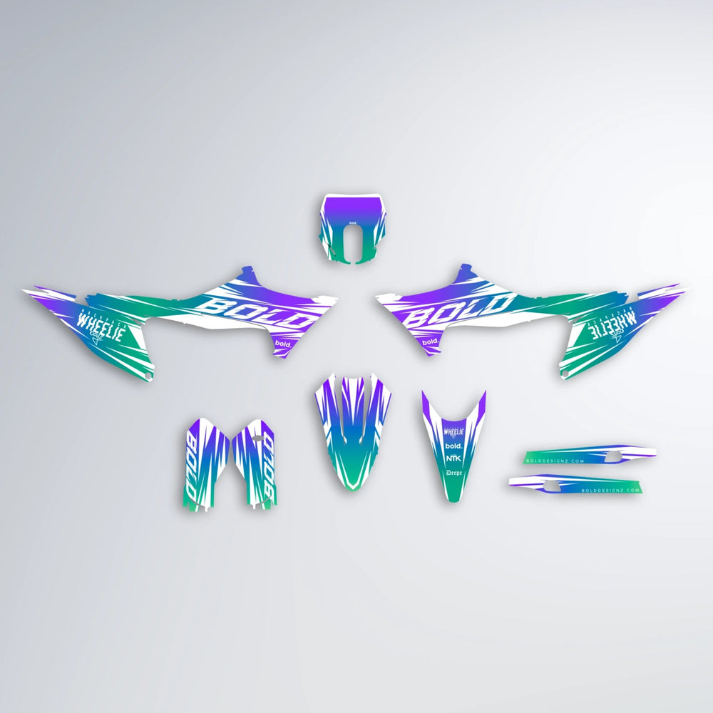 RETRO Stark Varg MX graphics kit parts layout in Purple