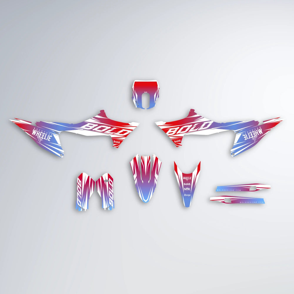 RETRO Stark Varg MX graphics kit parts layout in Red