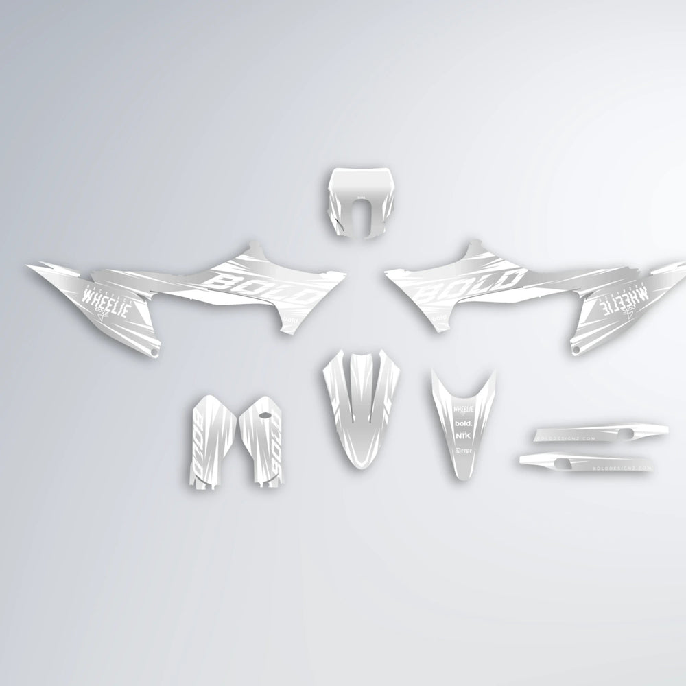 RETRO Stark Varg MX graphics kit parts layout in White