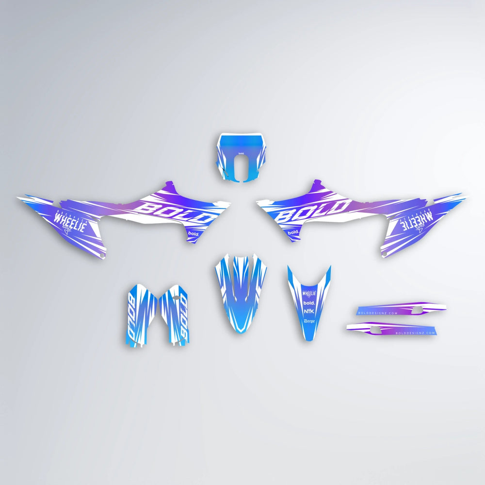 RETRO Stark Varg SM graphics kit parts layout in Blue Purple Fade
