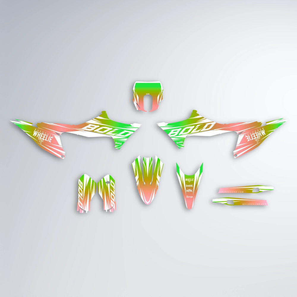 RETRO Stark Varg SM graphics kit parts layout in Green