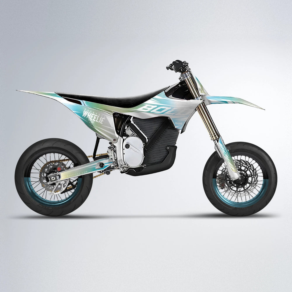 RETRO Stark Varg SM supermoto graphics kit in Light Blue & White