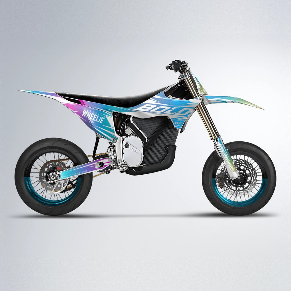 RETRO Stark Varg SM supermoto graphics kit in Pink & Light Blue
