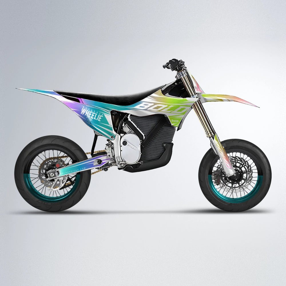 RETRO Stark Varg SM supermoto graphics kit in Purple & Yellow