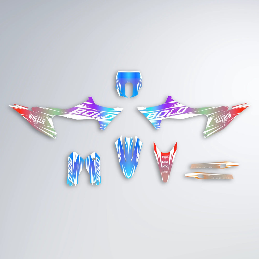 RETRO Stark Varg SM graphics kit parts layout in Sunset Fade