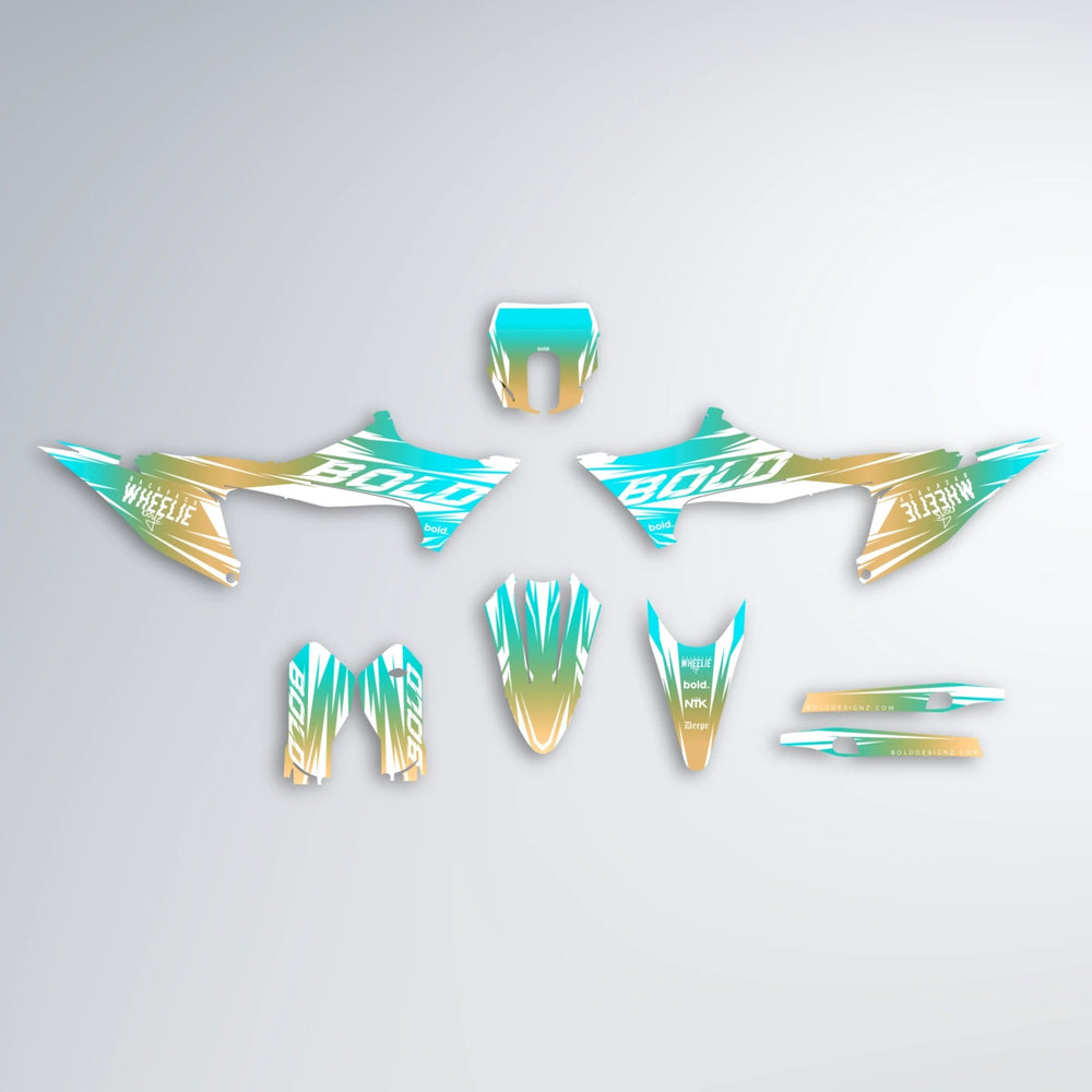 RETRO Stark Varg SM graphics kit parts layout in Teal