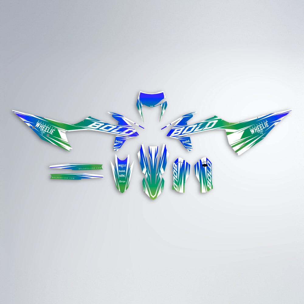 RETRO graphics kit parts layout in Blue