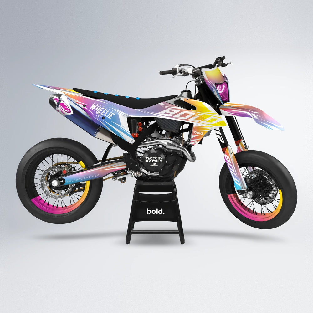 RETRO supermoto graphics kit in Pink & Yellow