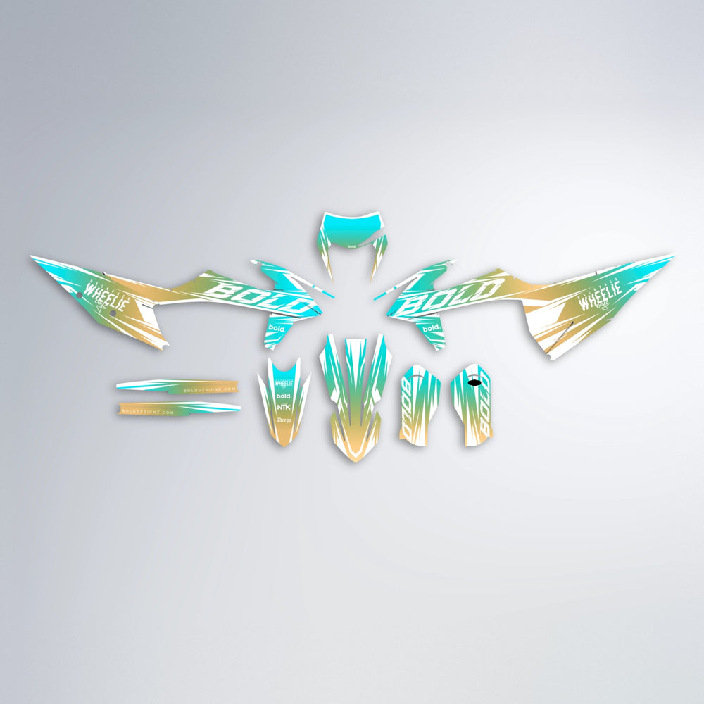 RETRO graphics kit parts layout in Teal