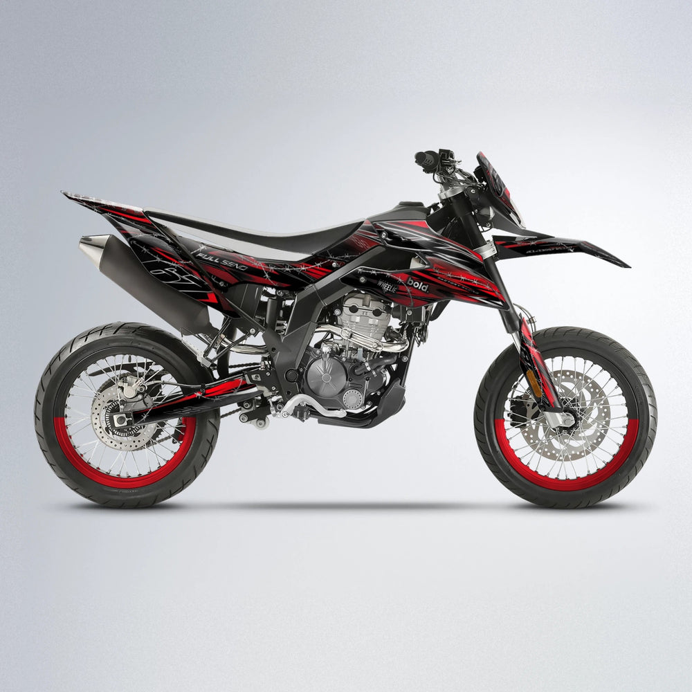 RIOT Aprilia SX 125 supermoto graphics kit in Black & Red
