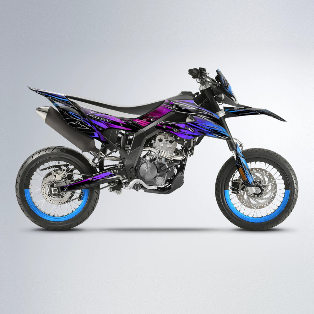 RIOT Aprilia SX 125 supermoto graphics kit in Blue Purple Fade