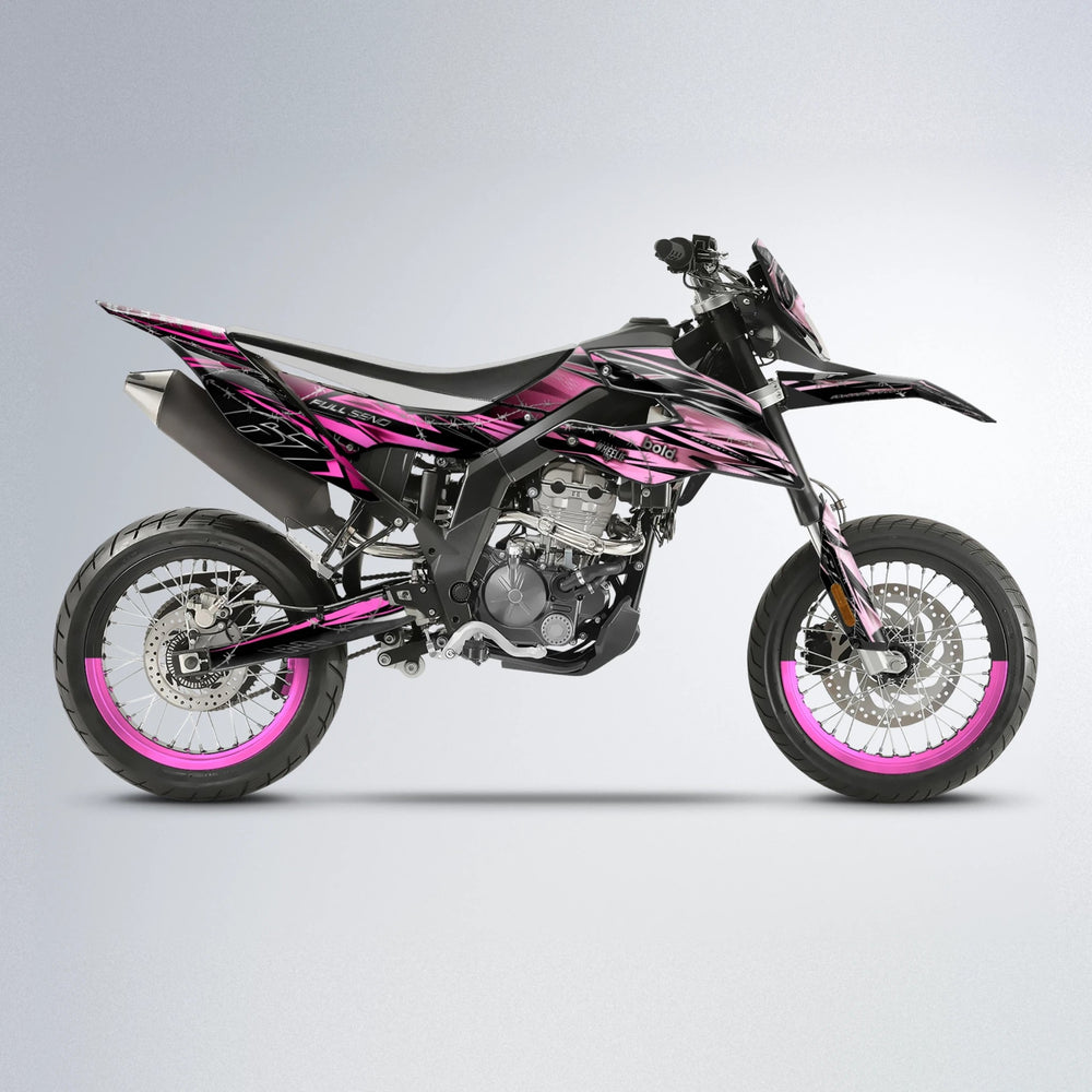 RIOT Aprilia SX 125 supermoto graphics kit in Flamingo