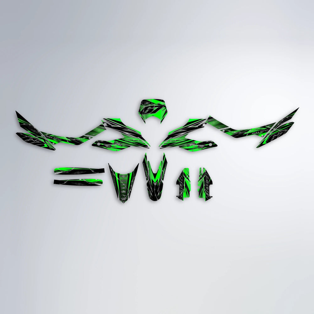 RIOT Aprilia SX 125 graphics kit parts layout in Green