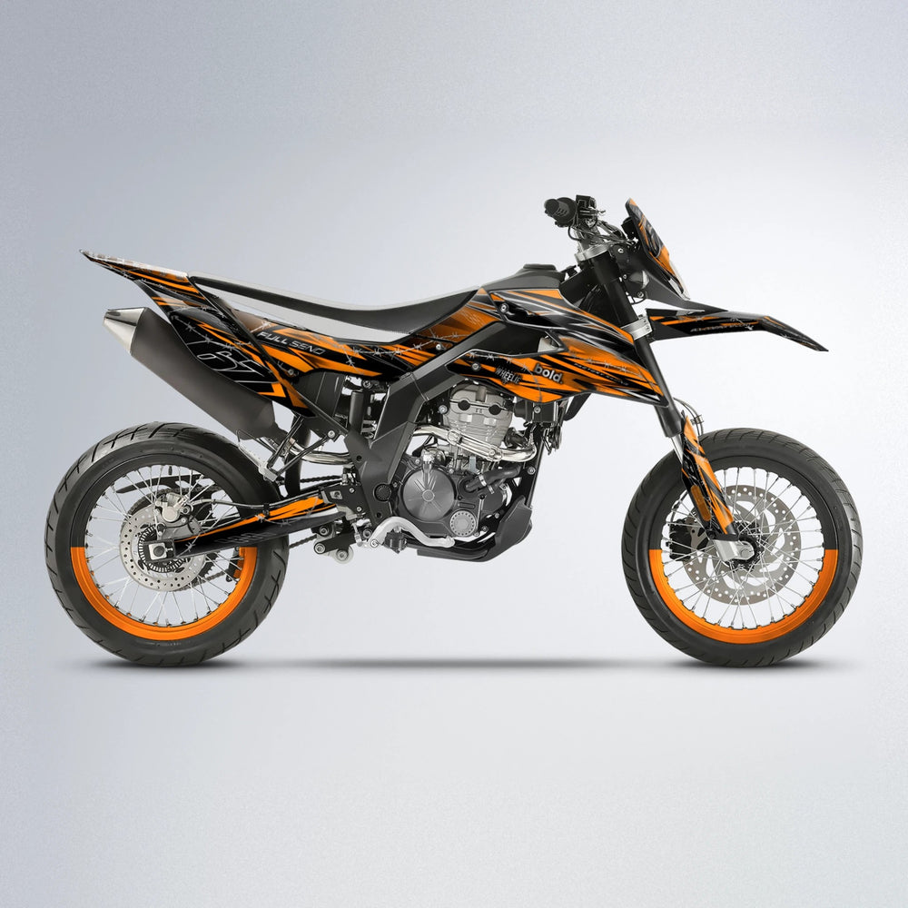 RIOT Aprilia SX 125 supermoto graphics kit in Orange