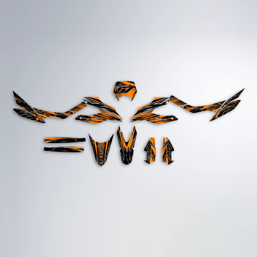 RIOT Aprilia SX 125 graphics kit parts layout in Orange