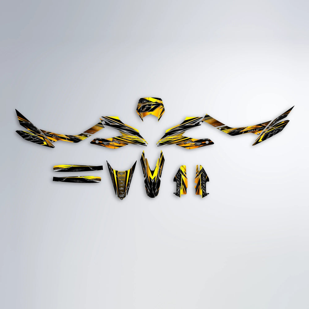 RIOT Aprilia SX 125 graphics kit parts layout in Orange & Yellow