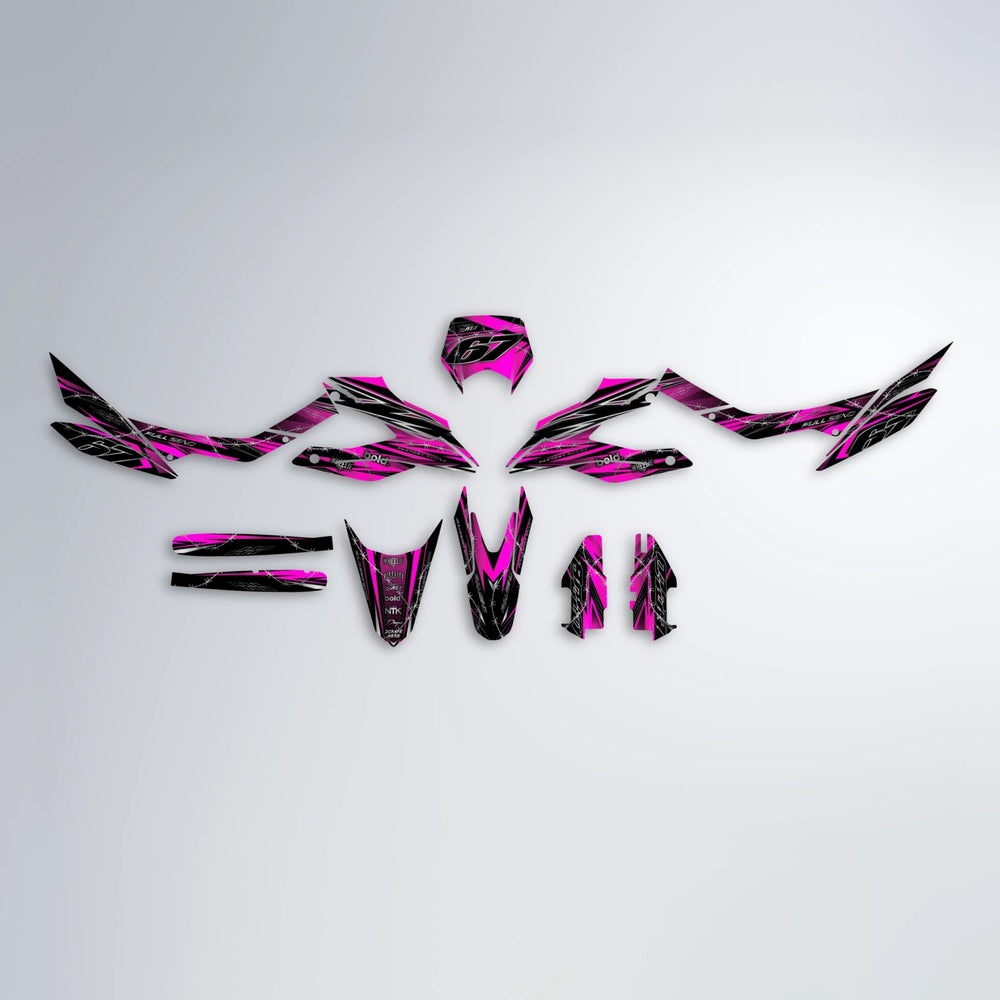 RIOT Aprilia SX 125 graphics kit parts layout in Pink