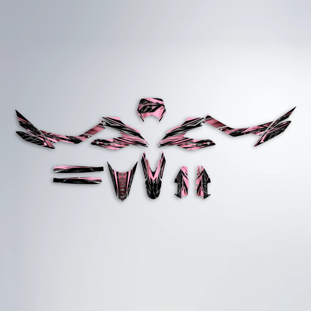 RIOT Aprilia SX 125 graphics kit parts layout in Sakura Pink