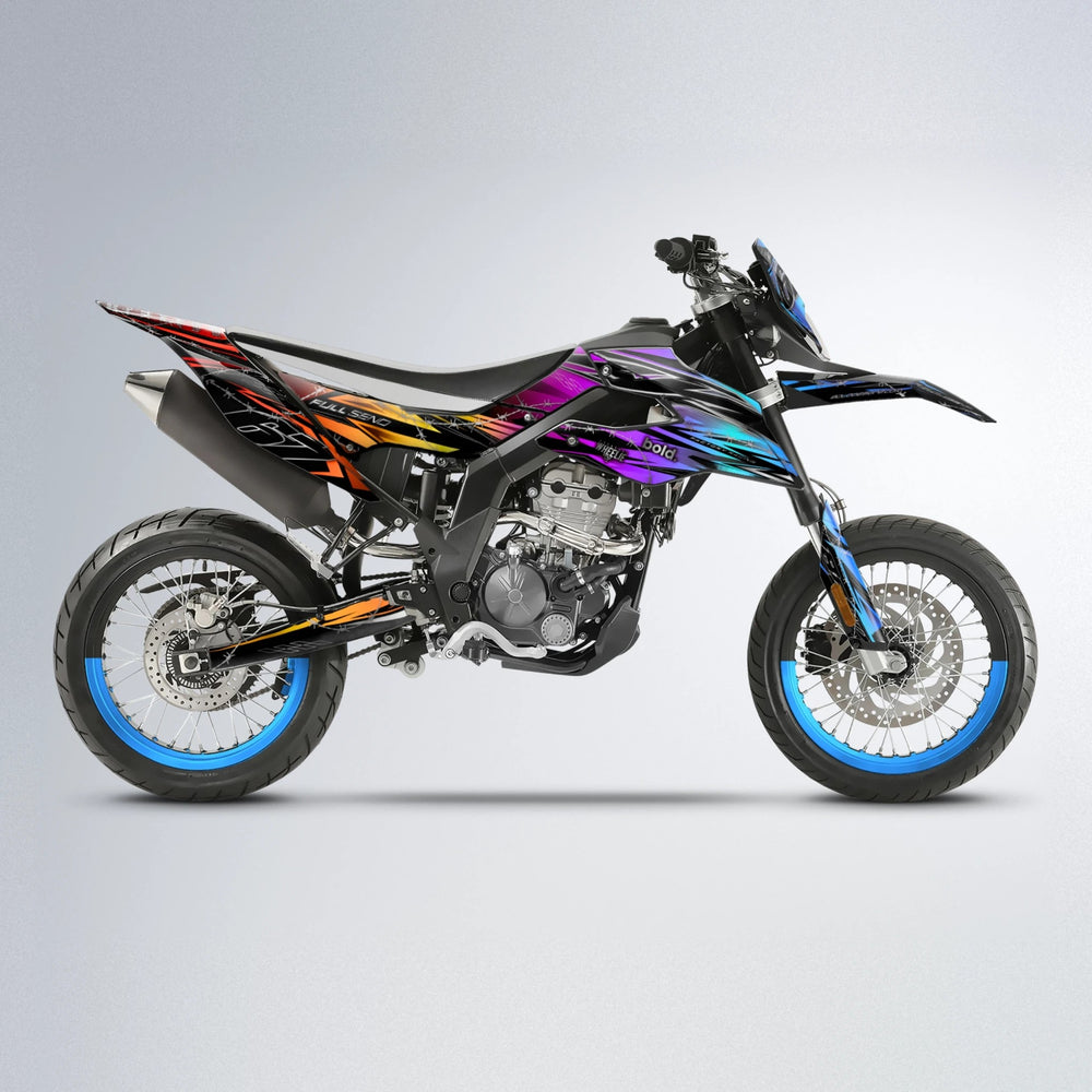 RIOT Aprilia SX 125 supermoto graphics kit in Sunset Fade