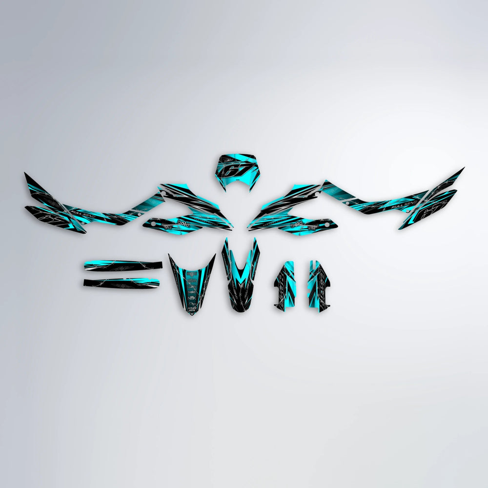 RIOT Aprilia SX 125 graphics kit parts layout in Teal