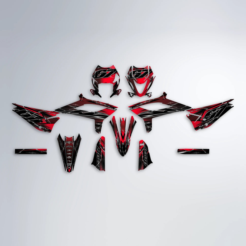RIOT Beta graphics kit parts layout in Black & Red
