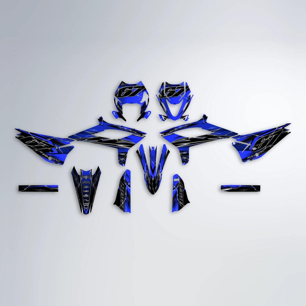 RIOT Beta graphics kit parts layout in Blue