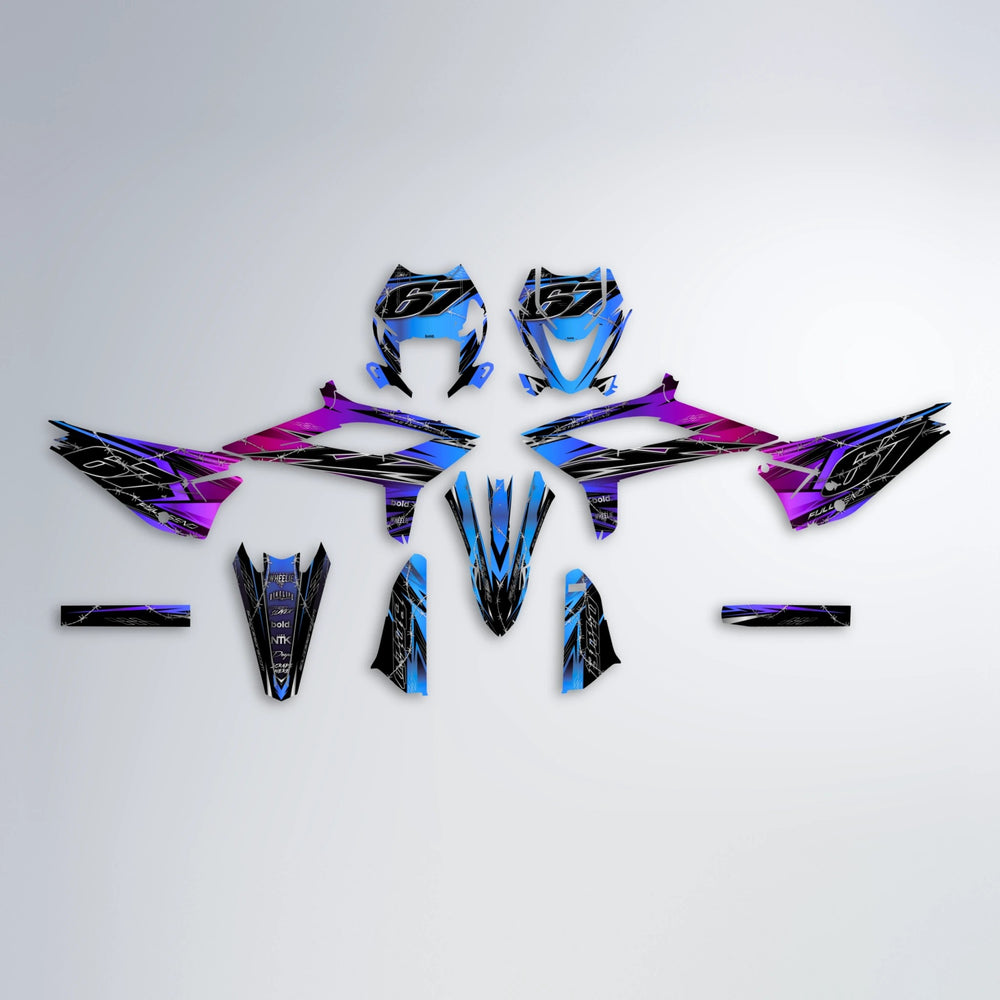 RIOT Beta graphics kit parts layout in Blue Purple Fade