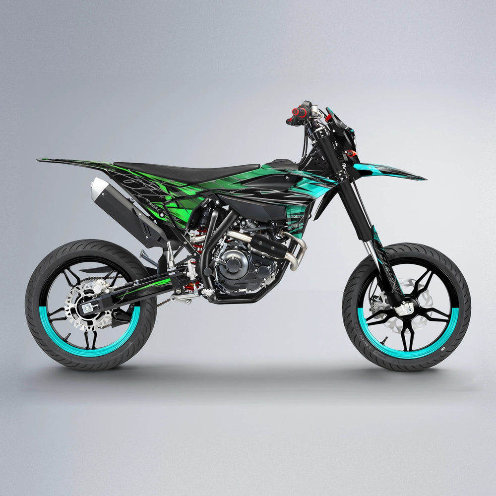 RIOT Beta supermoto graphics kit in Cyan & Green