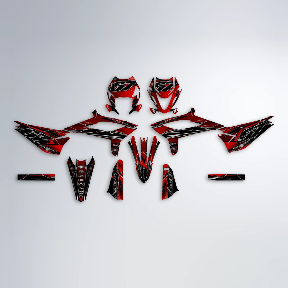 RIOT Beta graphics kit parts layout in Red