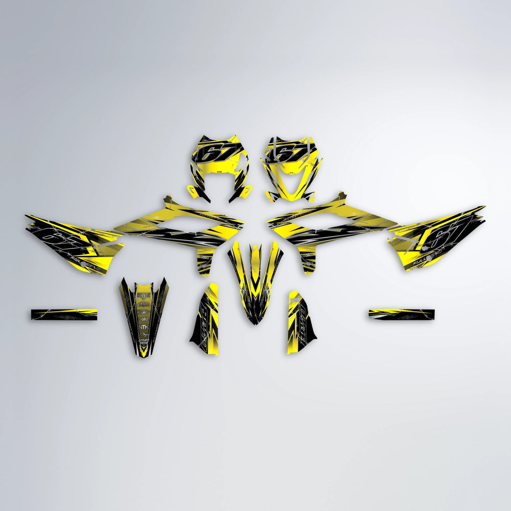 RIOT Beta graphics kit parts layout in Yellow