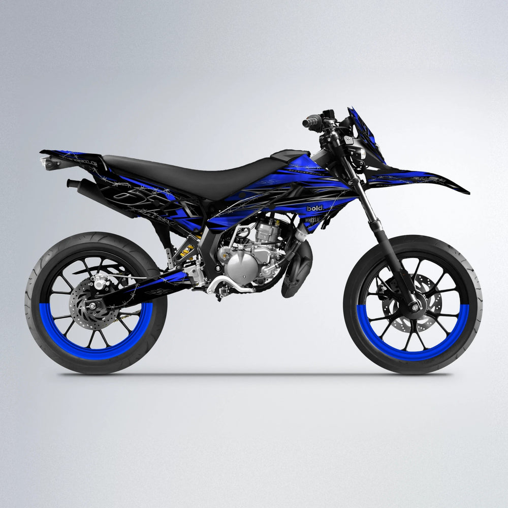 RIOT Derbi Senda supermoto graphics kit in Blue