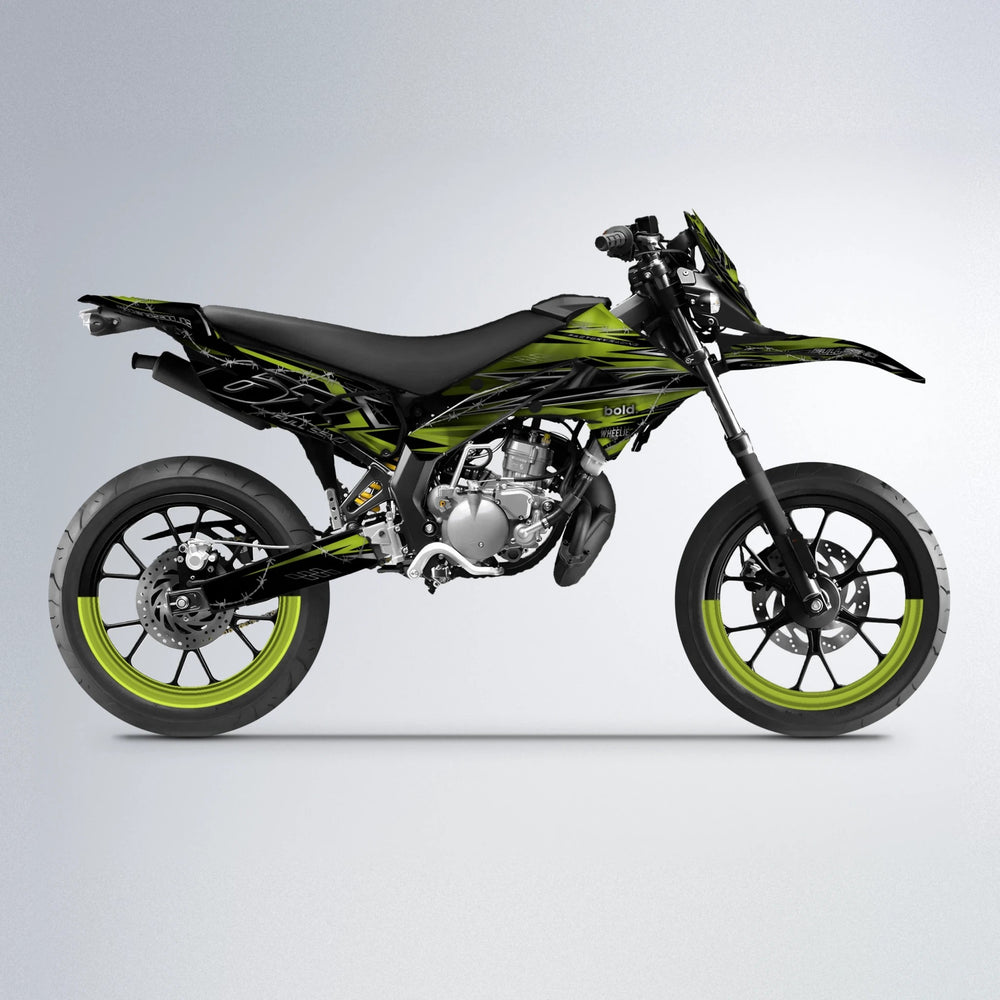 RIOT Derbi Senda supermoto graphics kit in Olive