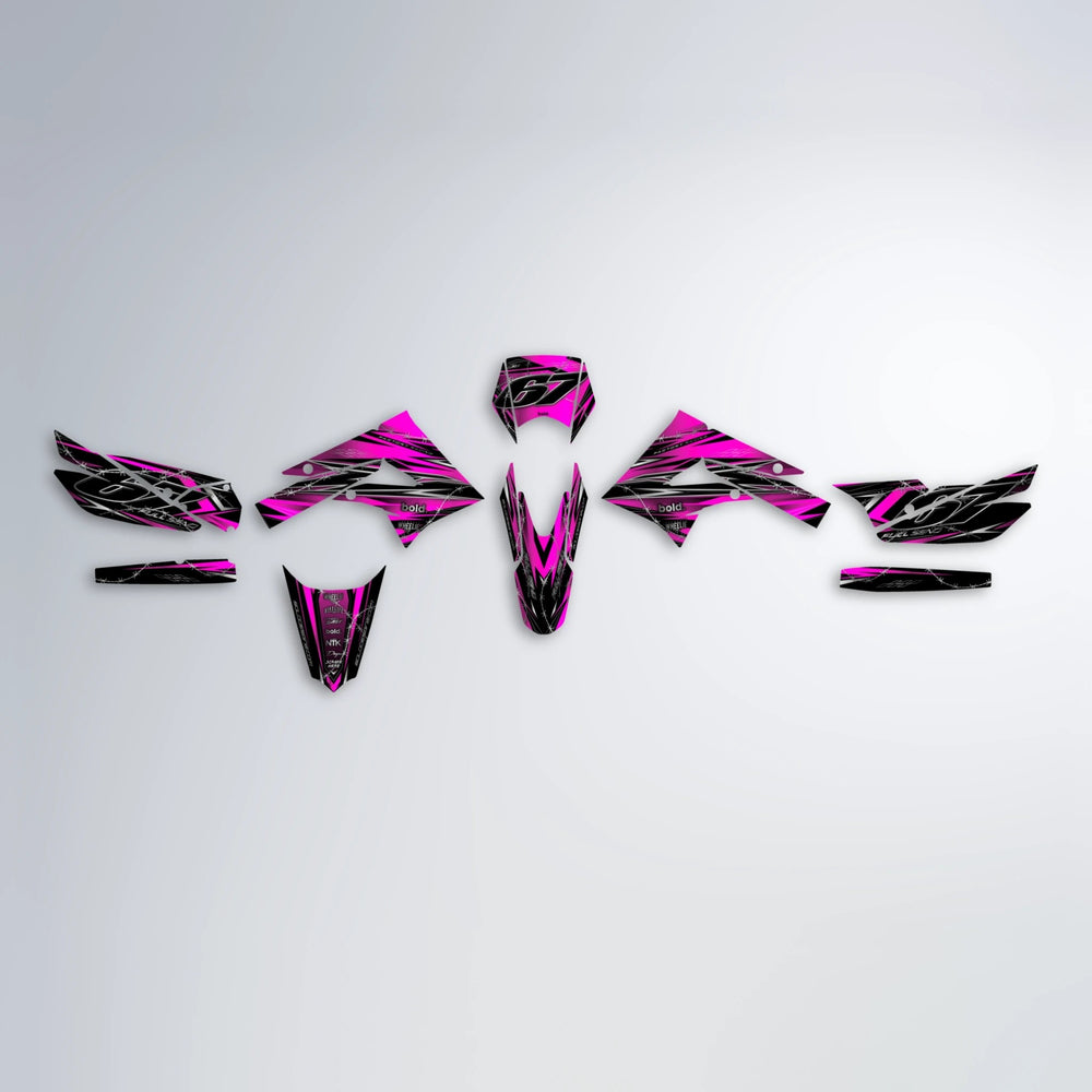 RIOT Derbi Senda graphics kit parts layout in Pink